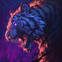 魔法暗黑风格老虎插画