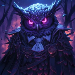 美式暗黑风格猫头鹰插画