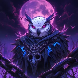 美式暗黑风格猫头鹰插画