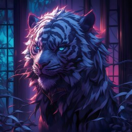 魔法暗黑风格老虎插画