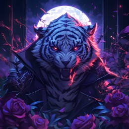 魔法暗黑风格老虎插画
