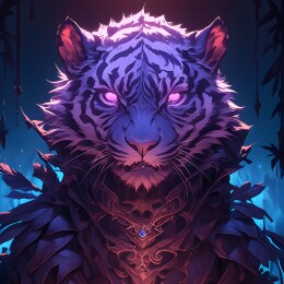 魔法暗黑风格老虎插画