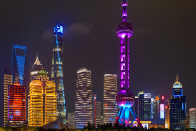 上海外滩东方明珠夜景