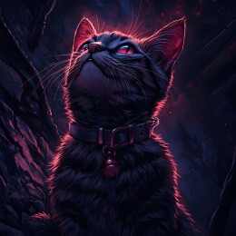 黑暗魔法黑色猫咪再夜空下仰望的插画壁纸