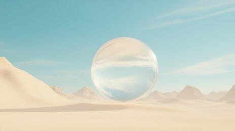 沙漠中悬浮科幻球体