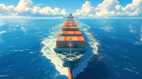 海洋中行驶的大型货物轮船系列背景