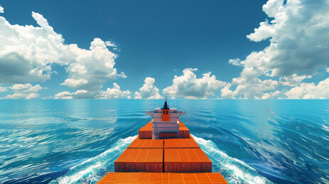 海洋中行驶的大型货物轮船系列背景