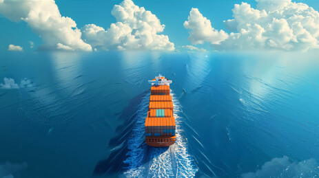 海洋中行驶的大型货物轮船系列背景