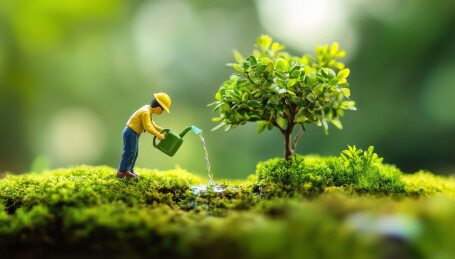3D微距植树节种树浇水
