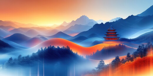 抽象艺术化中国山水画背景