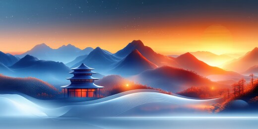 抽象艺术化中国山水画背景