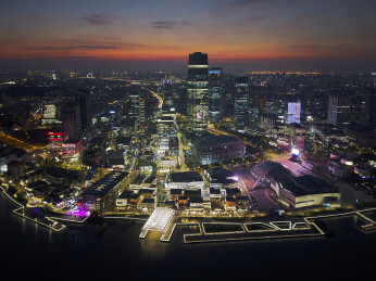 上海西岸徐汇滨江航拍城市建筑风光夜景