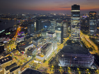上海西岸传媒港航拍城市建筑风光夜景