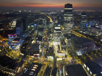 上海西岸徐汇滨江航拍城市建筑风光夜景