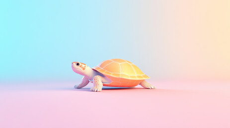 柔和背景下的卡通乌龟