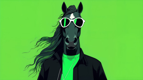戴墨镜的黑马