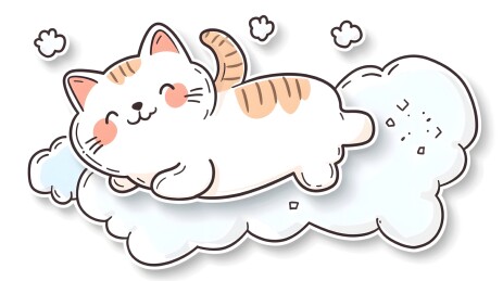 可爱猫咪云朵卡通插画