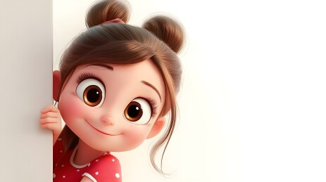 3D卡通女孩偷看