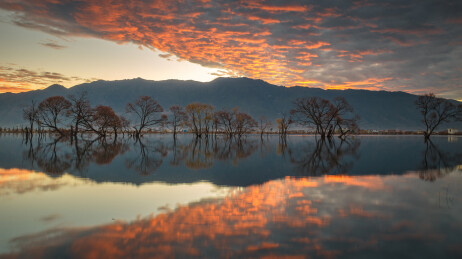 云南省鹤庆县黄龙潭的晨曦