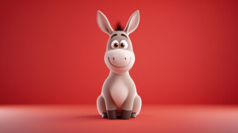 卡通驴微笑表情红色背景