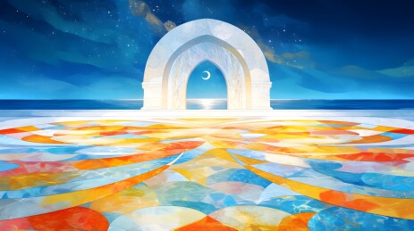 拱门奇幻空间插画