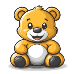 描边卡通可爱简洁风格玩具小熊插画