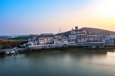 航拍湖南长沙大王山华谊兄弟电影小镇