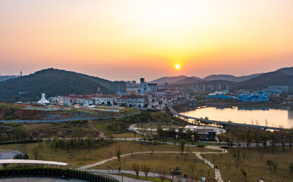 航拍湖南长沙大王山华谊兄弟电影小镇