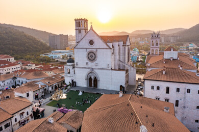 航拍湖南长沙大王山华谊兄弟电影小镇