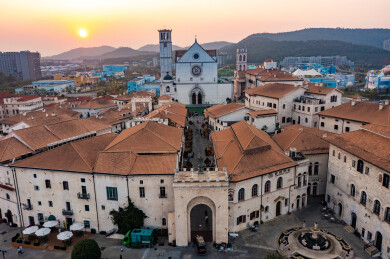 航拍湖南长沙大王山华谊兄弟电影小镇