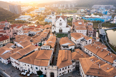 航拍湖南长沙大王山华谊兄弟电影小镇