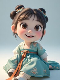 可爱中国风卡通女孩