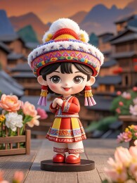 穿着民族服饰的可爱女孩