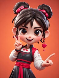 可爱卡通中国女孩