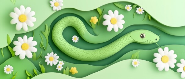 3D花草中有一条小蛇