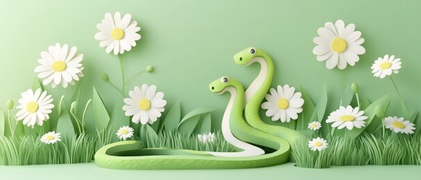 3D花草中有一条小蛇