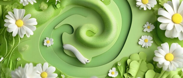 3D花草中有一条小蛇