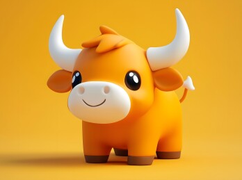 一头可爱的3D卡通小牛图片