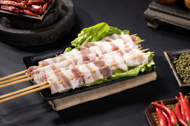 生鲜五花肉大肉串烧烤铁板串串食材