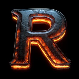 燃烧的金属字母R