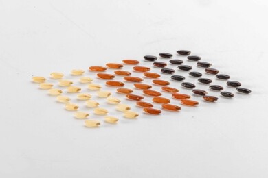 白色桌面上有一些三色米矩阵