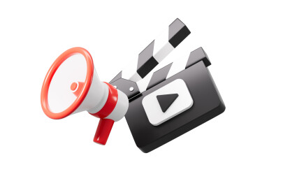 卡通场记板和喇叭模型3D渲染