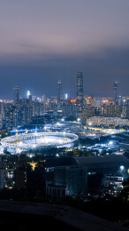 夜晚蓝调的深圳笔架山公园，深圳版爱乐之城
