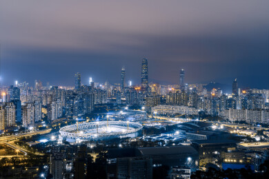 夜晚蓝调的深圳笔架山公园，深圳版爱乐之城