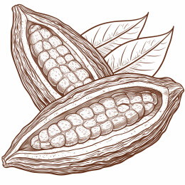 可可豆荚线条素描版画