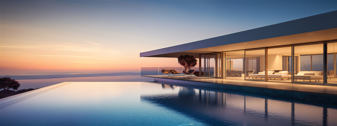 现代海景度假别墅酒店建筑外观