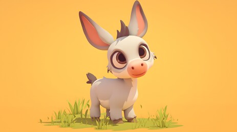 3d立体卡通动物驴头像插画