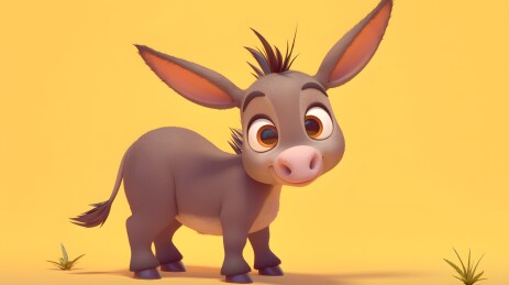 3d立体卡通动物驴头像插画