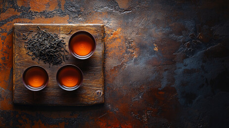 木质茶托上的茶杯茶具