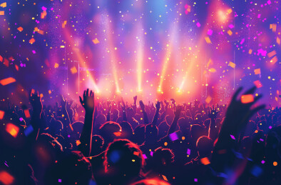 演唱会挥手欢呼的粉丝